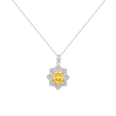 عصفور كريستال سلسلة فضة عيار 925 علي شكل وردة صفراء مرصعة بالزركون ND0566-Y